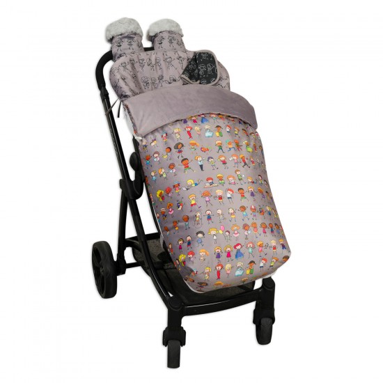 Bolso Carrito Bebé Personalizado con nombre bordado Kona gris -rosa +  Regalo de un babero